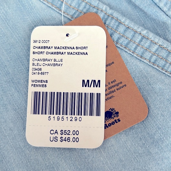 NWT Roots Chambray Mckenna Short - Picture 3 of 3